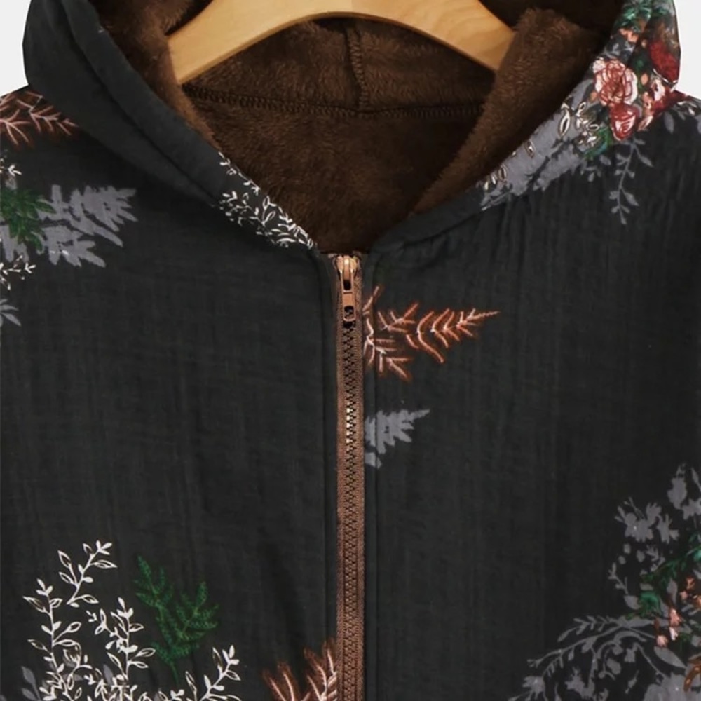 🌠1 left! Sherpa lined floral hoodie - Picture 4 of 9